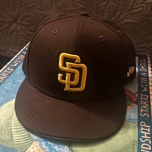 New Era Dark Brown Padres SnapBack Cap with Yellow Logo